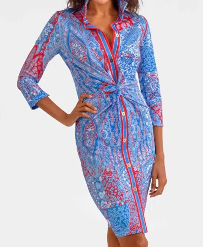 Gretchen Scott Twist & Shout Grand Bazaar Dress In Red, White & Blues