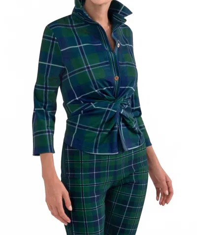 Gretchen Scott Twist And Shout Melville Tartan Top In Green Multi