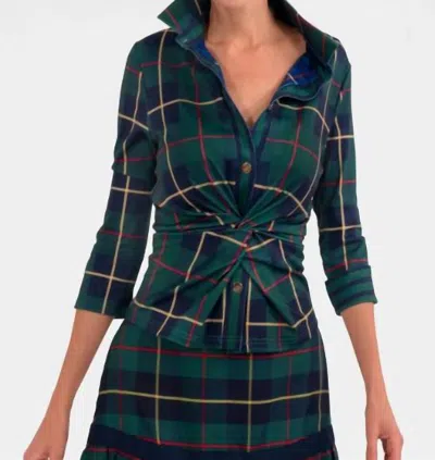 Gretchen Scott Twist & Shout Top - Plaidly Cooper In Green Multi