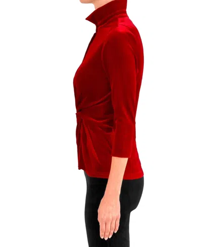 Gretchen Scott Twist And Shout Velvet Blouse In Red
