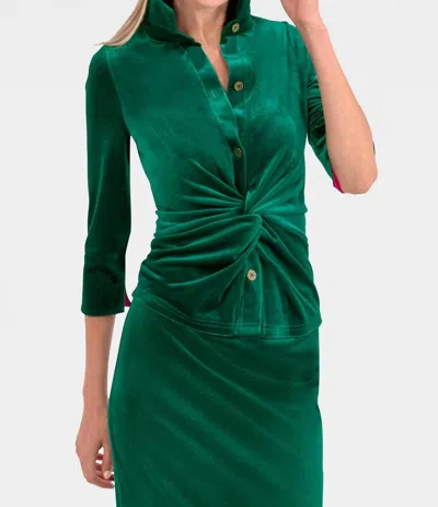 Gretchen Scott Twist And Shout Top In Emerald Velvet In Green
