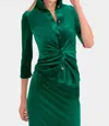 Gretchen Scott Twist And Shout Top In Emerald Velvet In Green