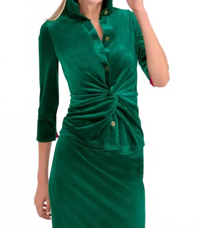 Gretchen Scott Twist And Shout Top In Emerald Velvet In Green