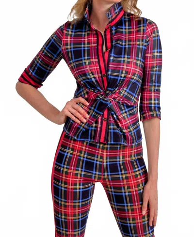 Gretchen Scott Twist And Shout Top In Stewart Plaid In Multi
