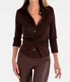 Gretchen Scott Twist And Shout Top In Ultra Suede In Espresso In Brown
