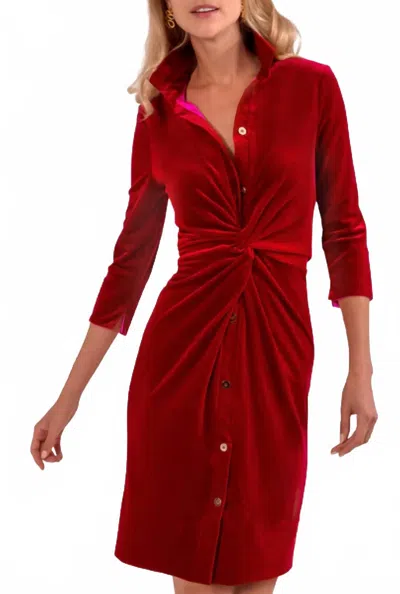 Gretchen Scott Twist And Shout Velvet Dress In Red
