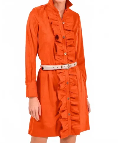 Gretchen Scott Ultra Suede Ruffle Rumble Dress In Orange