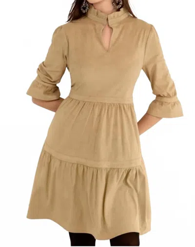 Gretchen Scott Ultra Suede Teardrop Mini Dress In Beige In Brown
