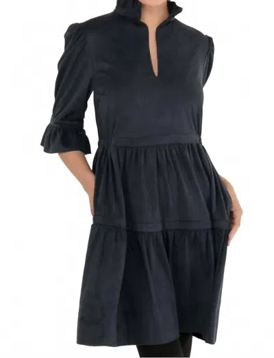 Gretchen Scott Ultra Suede Teardrop Mini Dress In Navy In Black