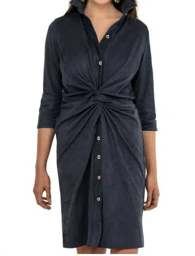 Gretchen Scott Ultra Suede Twist And Shout Mini Dress In Navy In Blue