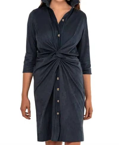 Gretchen Scott Ultra Suede Twist Dress In Navy In Blue | ModeSens
