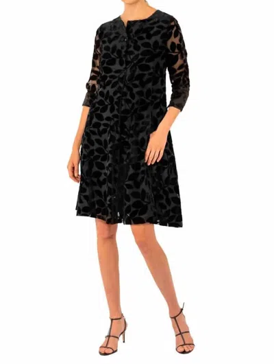 Gretchen Scott Ursula Swing Dress In Luxe Leaf Velvet In Black