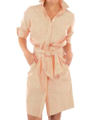 Gretchen Scott Wash & Wear Breezy Blouson Dress Striped In Coral In Pink