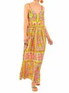 Gretchen Scott Watteau Fiesta Maxi Dress In Pink/lime In Multi