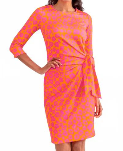 Gretchen Scott Wildcat Cinch Tie Dress In Orange/hot Pink