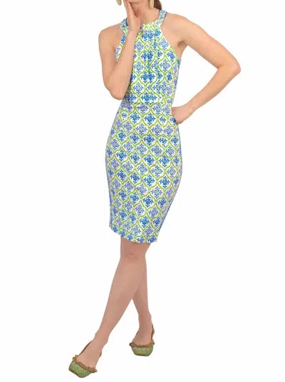 Gretchen Scott Women's Bougie Dress In Whiteblue Green In Blue