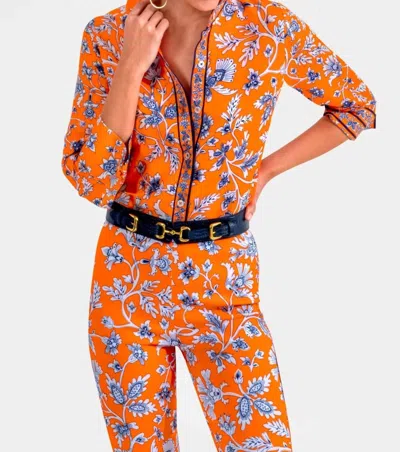 Gretchen Scott Women's Boyfriend Shirt In Orange In Multi