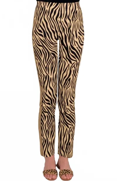 Gretchen Scott Gripeless Pull On Pants In Zebra Khaki In Animal Print
