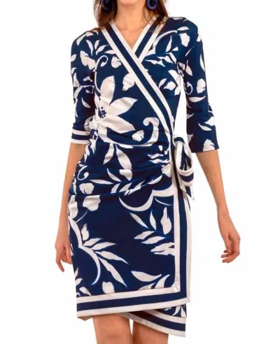 Gretchen Scott Wrap Me Up Dress - Full Bloom In Navy Blue