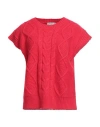 Gretha Milano Woman Sweater Red Size L/xl Viscose, Polyester, Wool In Red