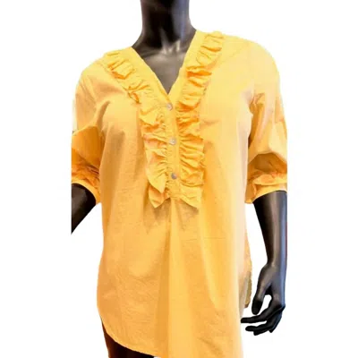 Gretty Zueger Cotton Ruffle Blouse In Mellow In Yellow
