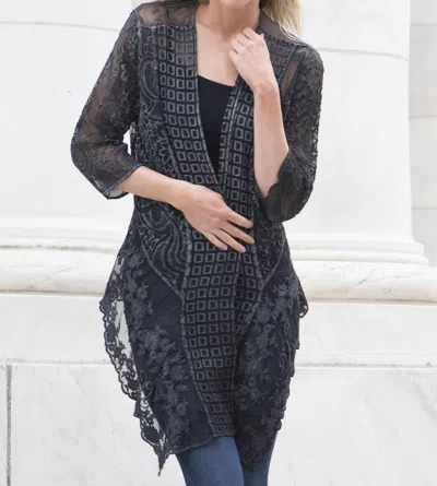 Gretty Zueger Iriel Embroidered Silk Cardigan In Silk Black