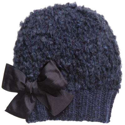 Grevi Babies' Girls Blue Mohair Knitted Hat