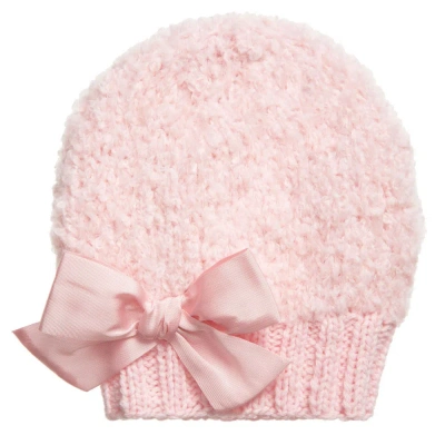 Grevi Babies' Girls Pale Pink Mohair Knitted Hat