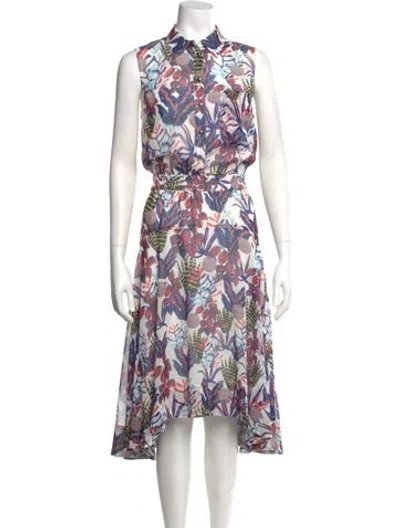 Pre-owned Grey By Jason Wu Floral Print Midi Length Dress In Blue