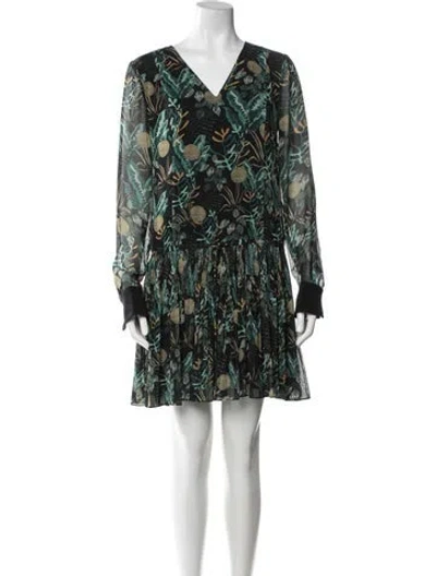 Pre-owned Grey By Jason Wu Floral Print Mini Dress In Green