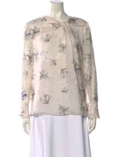 Pre-owned Grey By Jason Wu Floral Print Off-the-shoulder Blouse In Neutral