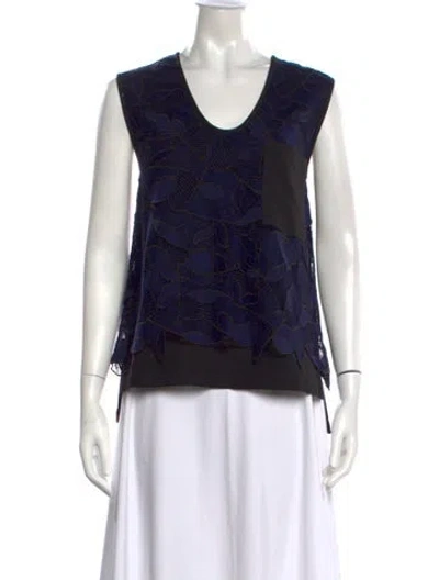Pre-owned Grey By Jason Wu Floral Print V-neck Top In Blue