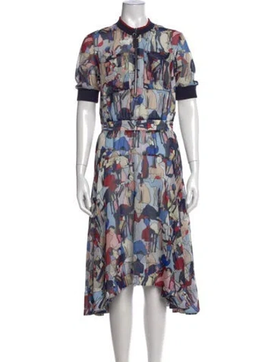 Pre-owned Grey By Jason Wu Graphic Print Midi Length Dress In Blue