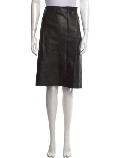 Pre-owned Grey By Jason Wu Lambskin Midi Length Skirt In Black