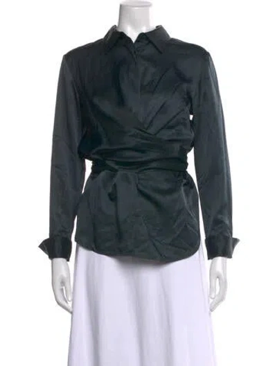 Pre-owned Grey By Jason Wu Long Sleeve Blouse In Green