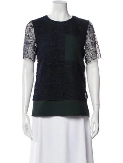 Pre-owned Grey By Jason Wu Patterned Crew Neck Top In Blue