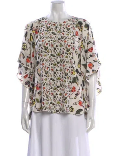 Pre-owned Grey By Jason Wu Silk Floral Print Blouse In Neutral