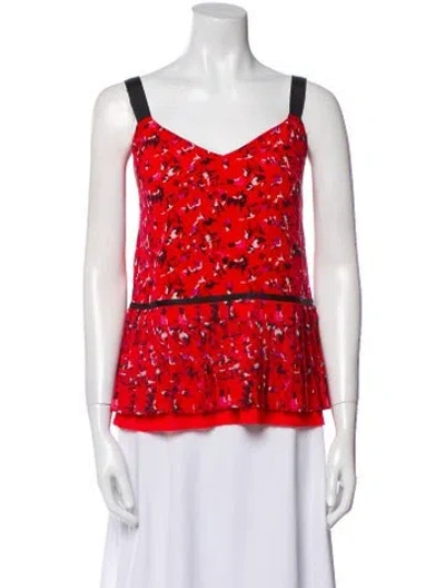 Pre-owned Grey By Jason Wu Silk Floral Print Top In Red