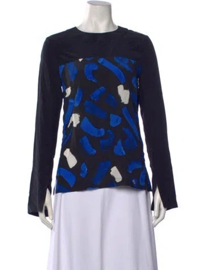 Pre-owned Grey By Jason Wu Silk Graphic Print Top In Black