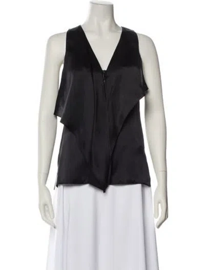 Pre-owned Grey By Jason Wu Silk V-neck Blouse In Black