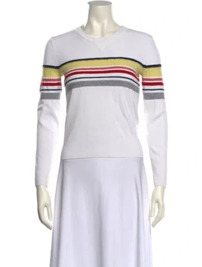 Pre-owned Grey By Jason Wu Striped Crew Neck Top In White