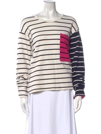 Pre-owned Grey By Jason Wu Striped Crew Neck Top In White