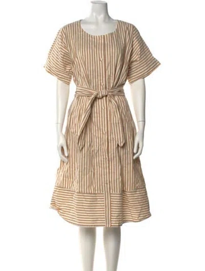 Pre-owned Grey By Jason Wu Striped Midi Length Dress In Neutral