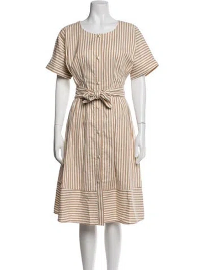 Pre-owned Grey By Jason Wu Striped Midi Length Dress W/ Tags In Brown