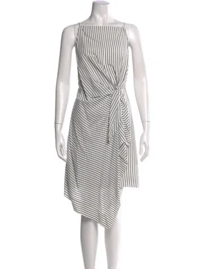 Pre-owned Grey By Jason Wu Striped Midi Length Dress In White