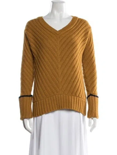 Pre-owned Grey By Jason Wu Wool V-neck Sweater In Yellow