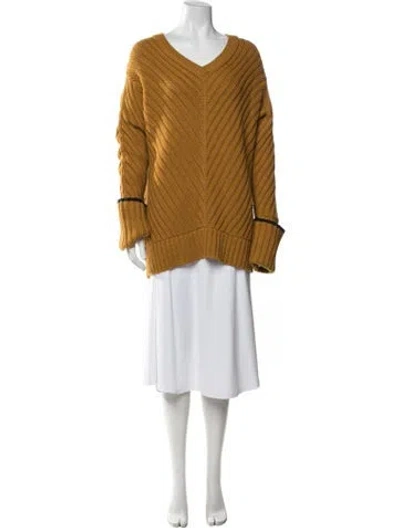 Pre-owned Grey By Jason Wu Wool V-neck Sweater In Yellow