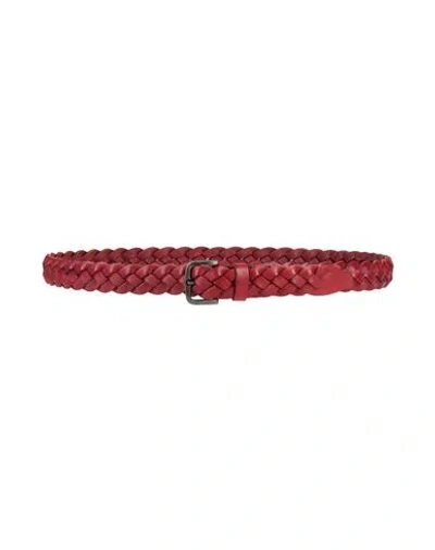 Grey Daniele Alessandrini Man Belt Brick Red Size 38 Leather