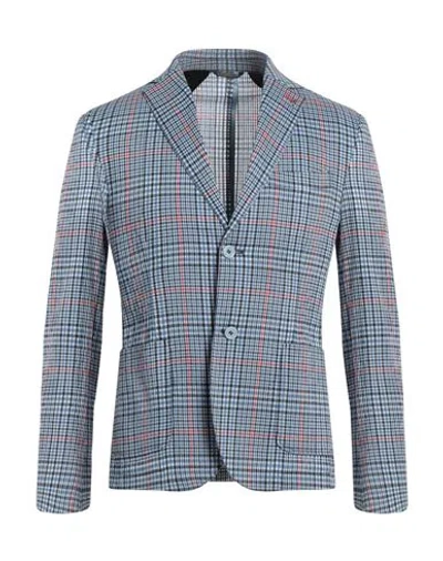 Grey Daniele Alessandrini Man Blazer Azure Size 48 Cotton, Polyester, Elastane In Blue