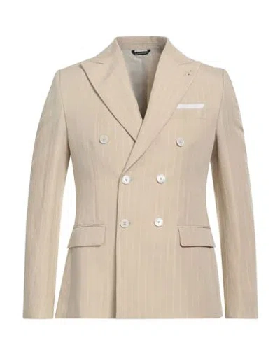 Grey Daniele Alessandrini Man Blazer Beige Size 38 Linen, Viscose